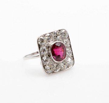 2.57 CT Ruby, Diamond and Platinum Ring